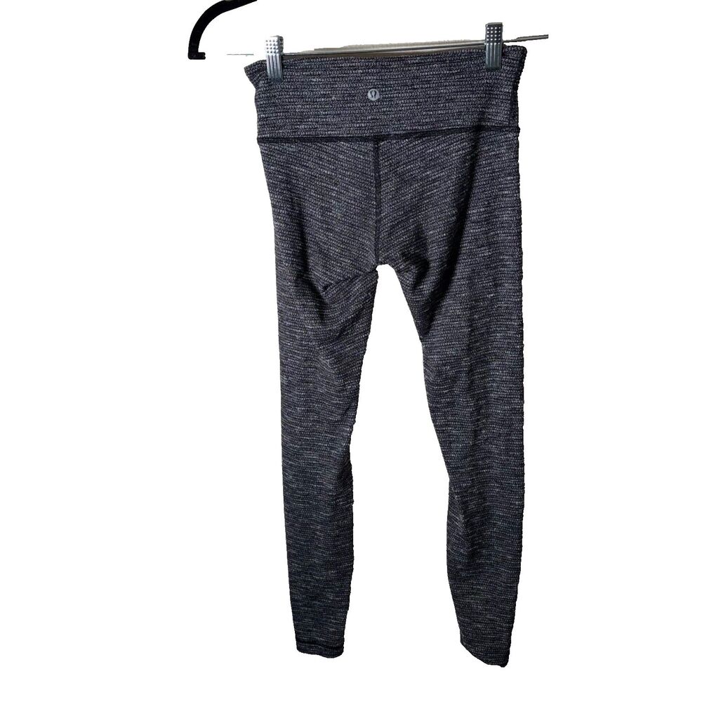 Lululemon Leggings Women's 6 Gray Knit Textured Pull On 28" Inseam Low Rise